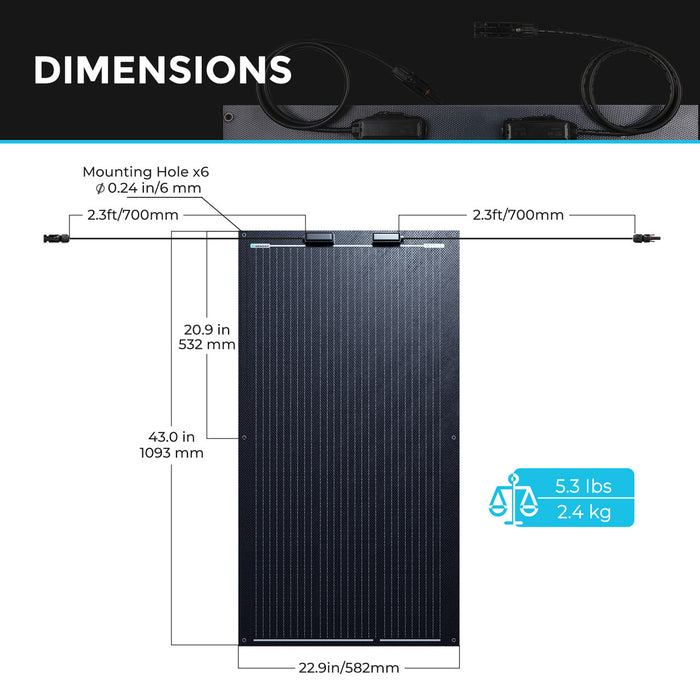 Renogy 100 Watt 12 Volt Black Division Lightweight Monocrystalline Solar Panel (RSP100DL-36-US)