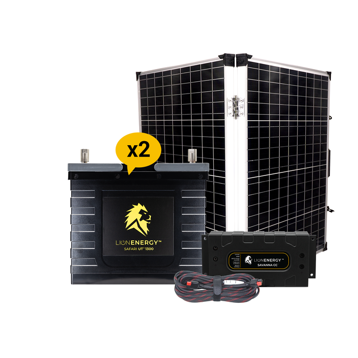 Lion Energy 12V Lithium Battery 210Ah Solar Power System (2 - UT1300’s) + Panel (999RV224)