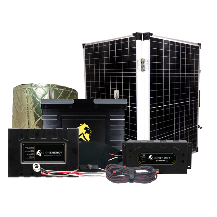 Lion Energy 12V Lithium Battery 105Ah Solar Power System (1-UT1300) w/ charger + warmer + Panel (999RV151)