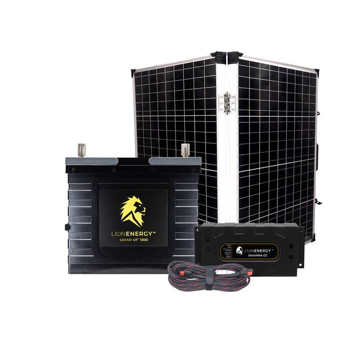 Lion Energy 12V Lithium Battery 105Ah Solar Power System (1-UT1300) + Panel (999RV124)