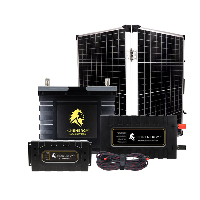 Lion Energy 12V Lithium Battery 105Ah Solar Power System with Inverter (1 - UT1300) + Panel (999RV128)