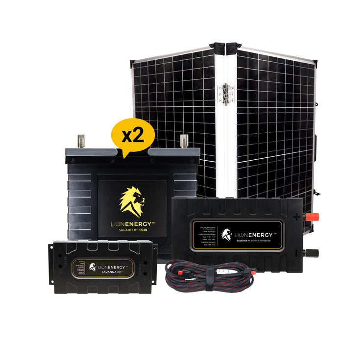 Lion Energy 12V Lithium Battery 210Ah Solar Power System with Inverter (2 - UT 1300s) + Panel (999RV228)