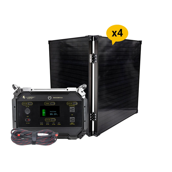 Lion Energy - Safari ME Portable Power Station Bundle + 4 Panels (999ME140)