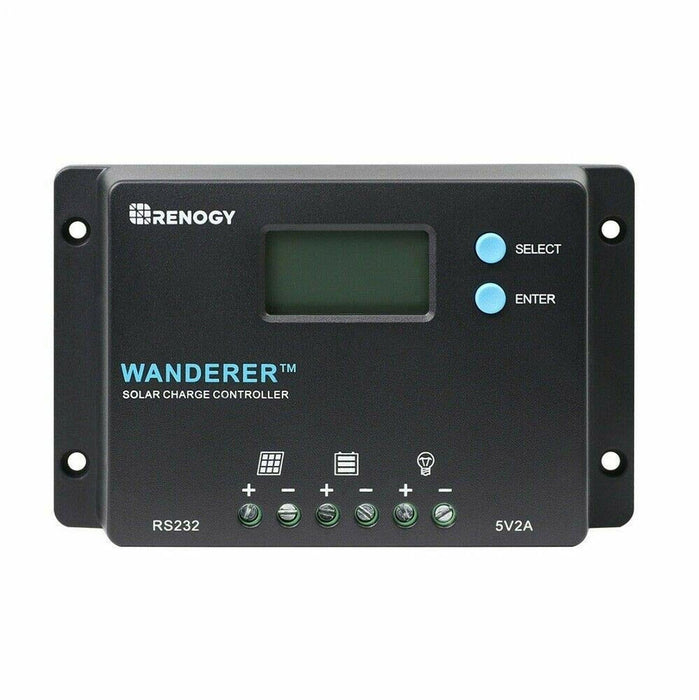 Renogy 100W 12V Monocrystalline Solar Starter Kit w/Wanderer 10A Charge Controller (RNG-KIT-STARTER100D-WND10-US)