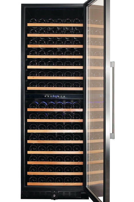 Smith and Hanks 166 Bottle Dual Zone Wine Cooler, Stainless Steel Door Trim RW428DR