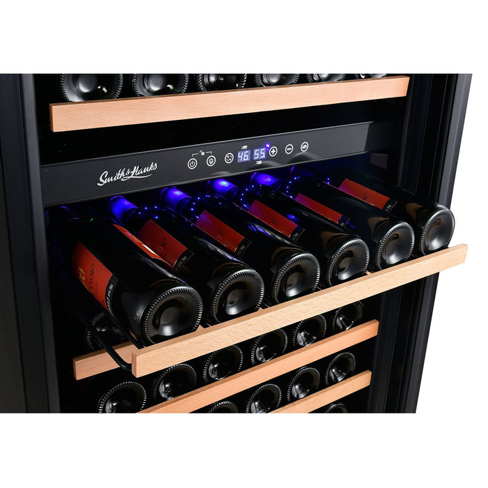 Smith and Hanks 166 Bottle Dual Zone Wine Cooler, Smoked Black Glass Door RW428DRG