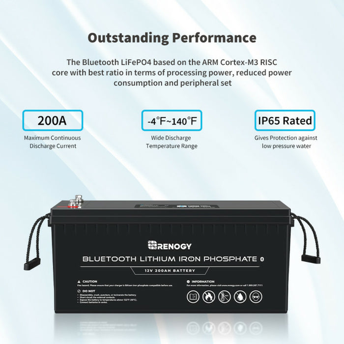 Renogy 12V 200Ah Lithium Iron Phosphate Battery w/ Bluetooth (RBT200LFP12-BT-US)