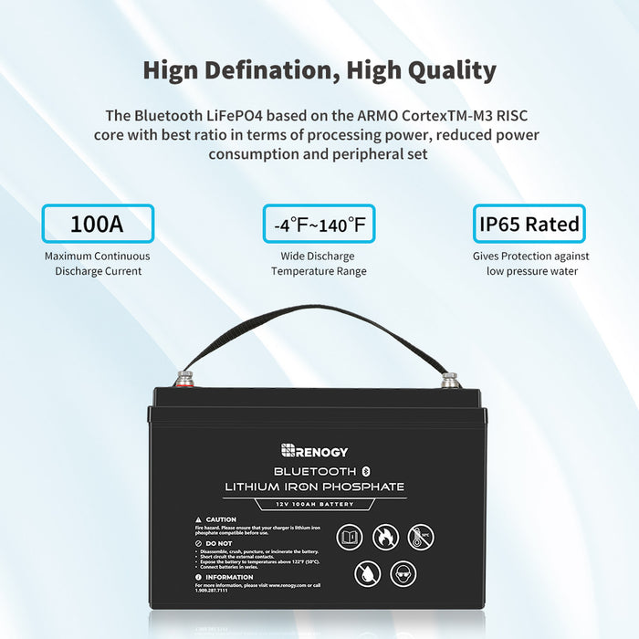 Renogy 12V 100Ah Lithium Iron Phosphate Battery w/ Bluetooth (RBT100LFP12-BT-US)